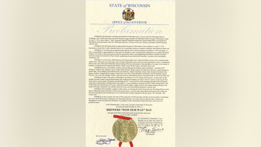 Gov. Tony Evers proclaims Friday Brewers 'Won Our Way' Day in Wisconsin — CBS 58 Milwaukee